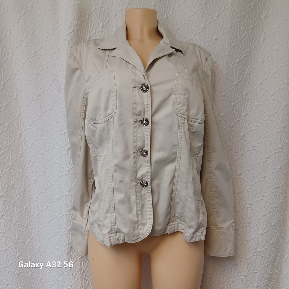 Ami Women's Beige Button-Up Blazer jackets Size M
